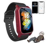ZZwansuGE Orologio Anticaduta per Anziani con GPS | Pulsante SOS | Telefono HD | Monitoraggio della Salute | Risposta Automatica, Promemoria di Caduta, per Pazienti Affetti da Alzheimer E Demenza Red