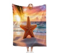 ZZXHG Coperta Pile Matrimoniale 220x240 Stella Marina Gialla, Coperta Plaid di Flanella Letto Matrimoniale, Copridivano in Microfibra Morbida, Coperta Termica per Plaid Divano Copriletto