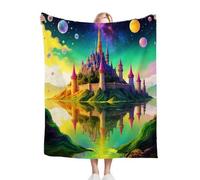 ZZXHG Coperta Pile Matrimoniale 240 x 260 Castello Colorato, Coperta Plaid di Flanella Letto Matrimoniale, Copridivano in Microfibra Morbida, Coperta Termica per Plaid Divano Copriletto_j882