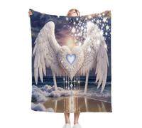 ZZXHG Coperta Plaid Matrimoniale 180x200 Ali Bianche, Coperta Pile di Flanella Letto Matrimoniale per Adulti, Coperta Termica in Microfibra per Plaid Divano Copriletto_j1132