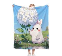 ZZXHG Coperta Plaid Matrimoniale 180x200 Coniglio Bianco, Coperta Pile di Flanella Letto Matrimoniale per Adulti, Coperta Termica in Microfibra per Plaid Divano Copriletto_j280