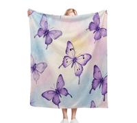 ZZXHG Coperta Plaid Matrimoniale in Pile 150x200, Farfalla Viola, Coperta Plaid Divanoin di Flanella in Microfibra, Coperta Termica Letto Matrimoniale Copridivano per Adulti