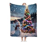 ZZXHG Coperta Plaid Singolo 130x150 Albero di Natale e Pupazzo di Neve, Coperta Pile Letto Singolo di Flanella per Adulti, Coperta Divanoin Termica in Microfibra Morbida per Casa e Viaggio