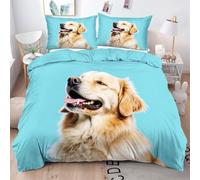 ZZXHG Copripiumino Matrimoniale 220x240 Cane Giallo, Copripiumini in Microfibra per Bambini Adulti, 3 Pezzi Set di Biancheria da Letto Matrimoniale con Cerniera 2 Federe 50x80 cm