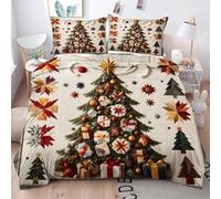 ZZXHG Copripiumino Matrimoniale 240x260 in Microfibra Albero Di Natale Colorato, 3 Pezzi Set di Biancheria da Letto Matrimoniale per Bambini/Adulti, 1 Copripiumini e Cerniera e 2 Federe 50x80 cm_j1056
