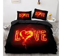 ZZXHG Copripiumino Matrimoniale 240x260 in Microfibra Coppia D'Amore Rossa, 3 Pezzi Set di Biancheria da Letto Matrimoniale per Bambini/Adulti, 1 Copripiumini e Cerniera e 2 Federe 50x80 cm