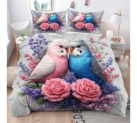 ZZXHG Copripiumino Matrimoniale 240x260 in Microfibra Pappagallo Colorato, 3 Pezzi Set di Biancheria da Letto Matrimoniale per Bambini/Adulti, 1 Copripiumini e Cerniera e 2 Federe 50x80 cm
