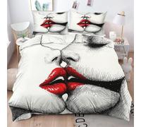 ZZXHG Copripiumino Matrimoniale 240x260 in Microfibra Persone Che Si Baciano, 3 Pezzi Set di Biancheria da Letto Matrimoniale per Bambini/Adulti, 1 Copripiumini e Cerniera e 2 Federe 50x80 cm