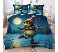 ZZXHG Copripiumino Matrimoniale 240x260 in Microfibra Rana Verde, 3 Pezzi Set di Biancheria da Letto Matrimoniale per Bambini/Adulti, 1 Copripiumini e Cerniera e 2 Federe 50x80 cm