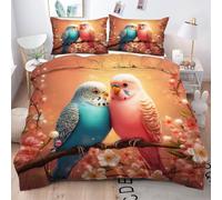 ZZXHG Copripiumino Matrimoniale 240x260 in Microfibra Uccello Colorato, 3 Pezzi Set di Biancheria da Letto Matrimoniale per Bambini/Adulti, 1 Copripiumini e Cerniera e 2 Federe 50x80 cm