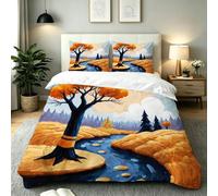 ZZXHG Copripiumino Singolo 150x200 Albero Giallo, Reversibile Copripiumini in Microfibra, 3 Pezzi Set di Biancheria da Letto Singolo con Cerniera e 2 Federe 50x80 cm_A21693