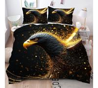 ZZXHG Copripiumino Singolo 150x200 Aquila Animale Nera, Copripiumini in Microfibra con Cerniera, Set di Biancheria da Letto Singolo per Bambini con Cerniera Chiusura e 2 Federe 50x80 cm A530