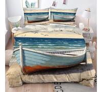ZZXHG Copripiumino Singolo 150x200 Barca Bianca, Copripiumini in Microfibra con Cerniera, Set di Biancheria da Letto Singolo per Bambini con Cerniera Chiusura e 2 Federe 50x80 cm_j351