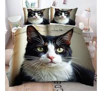 ZZXHG Copripiumino Singolo 150x200 Gatto Nero Adulto, Copripiumini in Microfibra con Cerniera, Set di Biancheria da Letto Singolo per Bambini con Cerniera Chiusura e 2 Federe 50x80 cm