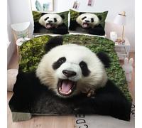 ZZXHG Copripiumino Singolo 150x200 Panda per Bambini, Reversibile Copripiumini in Microfibra per Bambini, 3 Pezzi Set di Biancheria da Letto Singolo con Cerniera e 2 Federe 50x80 cm