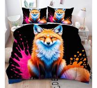 ZZXHG Copripiumino Singolo 150x200 Volpe Gialla, Reversibile Copripiumini in Microfibra per Bambini, 3 Pezzi Set di Biancheria da Letto Singolo con Cerniera e 2 Federe 50x80 cm