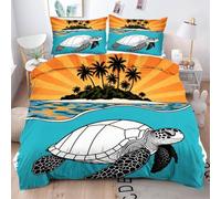 ZZXHG Copripiumino Una Piazza e Mezza 200x200 Tartaruga Bianca, Copripiumino in Microfibra con Cerniera e 2 Federe 50x80 cm, Set Di Biancheria Da Letto per Adulti Adolescenti