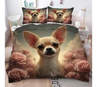 ZZXHG Copripiumino Una Piazza e Mezza Cane Chihuahua Bianco, Copripiumino 200x200 in Microfibra per Adulti Adolescenti, 3 Pezzi Set Di Biancheria Da Letto con Cerniera e 2 Federe 50x80 cm