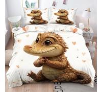 ZZXHG Copripiumino Una Piazza e Mezza Coccodrillo Marrone, Copripiumino 200x200 in Microfibra per Adulti Adolescenti, 3 Pezzi Set Di Biancheria Da Letto con Cerniera e 2 Federe 50x80 cm