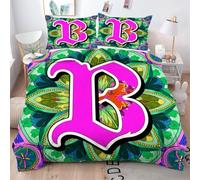 ZZXHG Copripiumino Una Piazza e Mezza Lettera “B” Rosa, Copripiumino 200x200 in Microfibra per Adulti Adolescenti, 3 Pezzi Set Di Biancheria Da Letto con Cerniera e 2 Federe 50x80 cm_j586