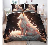 ZZXHG Copripiumino Una Piazza e Mezza Volpe Bianca, Copripiumino 200x200 in Microfibra per Adulti Adolescenti, 3 Pezzi Set Di Biancheria Da Letto con Cerniera e 2 Federe 50x80 cm *13