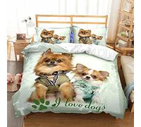 ZZXHG Parure Copripiumino Matrimoniale 240x220 Chihuahua Giallo, Set di Biancheria da Letto Matrimoniale in Microfibra Adulti, Reversibile Set Copripiumino con Cerniera 2 Federe 50x80