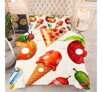 ZZXHG Piumino Grande Stampa 3D | Cibo Colorato, Trapunta Queen Size Morbida e Confortevole, Lavabile, Reversibile, Completamente con 2 Federe 65x65 cm