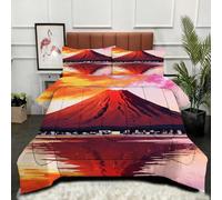 ZZXHG Piumino Grande Stampa 3D | Vulcano arancione Giovane, Trapunta Queen Size Morbida e Confortevole, Lavabile, Reversibile, Completamente con 2 Federe 50x80 cm_A4216