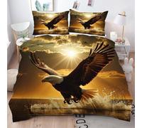 ZZXHG Set Biancheria da Letto SingoloAquila Nera Adulto, Copripiumino Singolo 150x200 per Bambini, Copripiumini in Microfibra con Cerniera e 2 Federe 50x80, Copri Piumone Traspirante