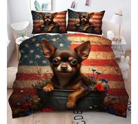 ZZXHG Set Biancheria da Letto SingoloCane Chihuahua Marrone, Copripiumino Singolo 150x200 per Bambini, Copripiumini in Microfibra con Cerniera e 2 Federe 50x80, Copri Piumone Traspirante