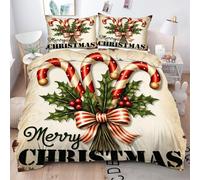 ZZXHG Set Biancheria da Letto SingoloZucchero Filato Natalizio, Copripiumino Singolo 150x200 per Bambini, Copripiumini in Microfibra con Cerniera e 2 Federe 50x80, Copri Piumone Traspirante