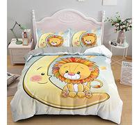 ZZXHG Set Copripiumino Singolo 135x200 Bambino Leone Giallo, Copripiumini In Morbido Microfibra per Bambino, Set di Biancheria da Letto Singolo con 1 Copri Piumone e 2 Federe 50x80 cm