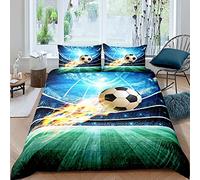 ZZXHG Set Copripiumino Singolo 135x200 Calcio A Fiamma Blu, Copripiumini In Morbido Microfibra per Bambino, Set di Biancheria da Letto Singolo con 1 Copri Piumone e 2 Federe 50x80 cm