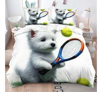 ZZXHG Set Copripiumino Singolo 135x200 Cane Bianco Adulto, Copripiumini In Morbido Microfibra per Bambino, Set di Biancheria da Letto Singolo con 1 Copri Piumone e 2 Federe 50x80 cm