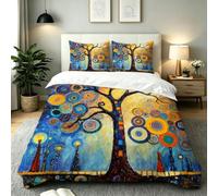 ZZXHG Set Copripiumino Una Piazza e Mezza Albero Giallo, Copripiumino 200x200 in Microfibra per Adult, 3 Pezzi Set Di Biancheria Da Letto con Cerniera e 2 Federe 50x80 cm_A21616