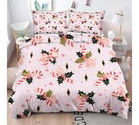ZZXHG Set Copripiumino Una Piazza e Mezza Bastoncino di Zucchero Rosa, Copripiumini 200x200 in Microfibra per Bambini Adulti, Set di Biancheria da Letto Matrimoniale con Cerniera 2 Federe 50x80 cm