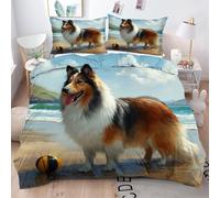ZZXHG Set Copripiumino Una Piazza e Mezza Cane Da Pastore Marrone, Copripiumini 200x200 in Microfibra per Bambini Adulti, Set di Biancheria da Letto Matrimoniale con Cerniera 2 Federe 50x80 cm