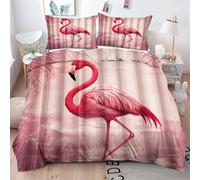 ZZXHG Set Copripiumino Una Piazza e Mezza Fenicottero Rosa, Copripiumini 200x200 in Microfibra per Bambini Adulti, Set di Biancheria da Letto Matrimoniale con Cerniera 2 Federe 50x80 cm