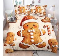 ZZXHG Set Copripiumino Una Piazza e Mezza Pan di Zenzero Marrone, Copripiumini 200x200 in Microfibra per Bambini Adulti, Set di Biancheria da Letto Matrimoniale con Cerniera 2 Federe 50x80 cm