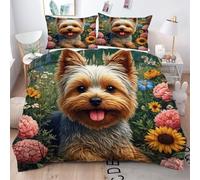 ZZXHG Set Copripiumino Una Piazza e Mezza Stampa Cane Giallo 3D, Copripiumini 200x200 in Microfibra per Bambini Adulti, Set di Biancheria da Letto Matrimoniale con Cerniera 2 Federe 50x80 cm