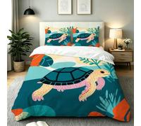 ZZXHG Set Copripiumino Una Piazza e Mezza Tartaruga Verde, Copripiumino in Microfibra con Cerniera e 2 Federe 50x80 cm, Set Di Biancheria Da Letto per Adulti_A21634