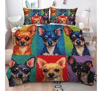 ZZXHG Set di Biancheria da Letto Singolo Cane Colorato, Copripiumino Singolo 135x200, Copripiumini in Microfibra per Bambini, Set Copripiumino con Cerniera e 2 Federe 50x80 cm,a92