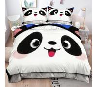 ZZXHG Set di Biancheria da Letto Singolo Panda Bianco Cartoon, Copripiumino Singolo 135x200, Copripiumini in Microfibra per Bambini, Set Copripiumino con Cerniera e 2 Federe 50x80 cm