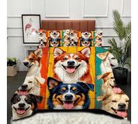 ZZXHG Trapunta Calda e Leggera Stampa 3D | Cane giovane, Piumino da Letto Extra Large, Per Inverno ed Estate, Completamente con 2 Federe 50x80 cm_A4211