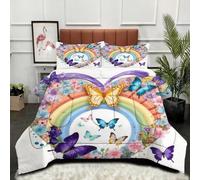 ZZXHG Trapunta Calda e Leggera Stampa 3D | Farfalla colorata a forma di cuore, Piumino da Letto Extra Large, Per Inverno ed Estate, Completamente con 2 Federe 50x80 cm_A4763