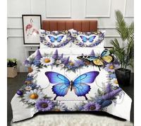 ZZXHG Trapunta Calda e Leggera Stampa 3D | Farfalla cuore viola, Piumino da Letto Extra Large, Per Inverno ed Estate, Completamente con 2 Federe 50x80 cm_A4559