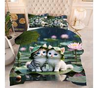 ZZXHG Trapunta Elegante Stampa 3D | Gatto Domestico Bianco, Piumino di Lusso per Tutte le Stagioni, Ideale per Suite, con 2 Federe, 240x260 cm