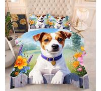 ZZXHG Trapunta Elegante Stampa 3D | Jack Russell Terrier, Piumino di Lusso per Tutte le Stagioni, Ideale per Suite, con 2 Federe, 240x260 cm_1924a