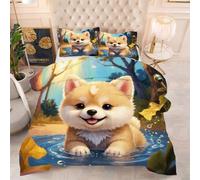 ZZXHG Trapunta Morbida per Tutte le Stagioni | Cane Dei Cartoni Animati, Piumino in Sostituzione al Piumino, Ideale per Coppie, con 2 Federe, 200x200 cm_1517a