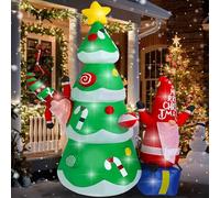 ZZXLOPEZ 180cm Babbo Natale Gonfiabile, Decorazione Natalizia Gonfiabile, Decorazione Natalizia con Luci LED, Albero di Natale Decorazione di Natalizie da Esterno per Cortile Giardino Prato Festa